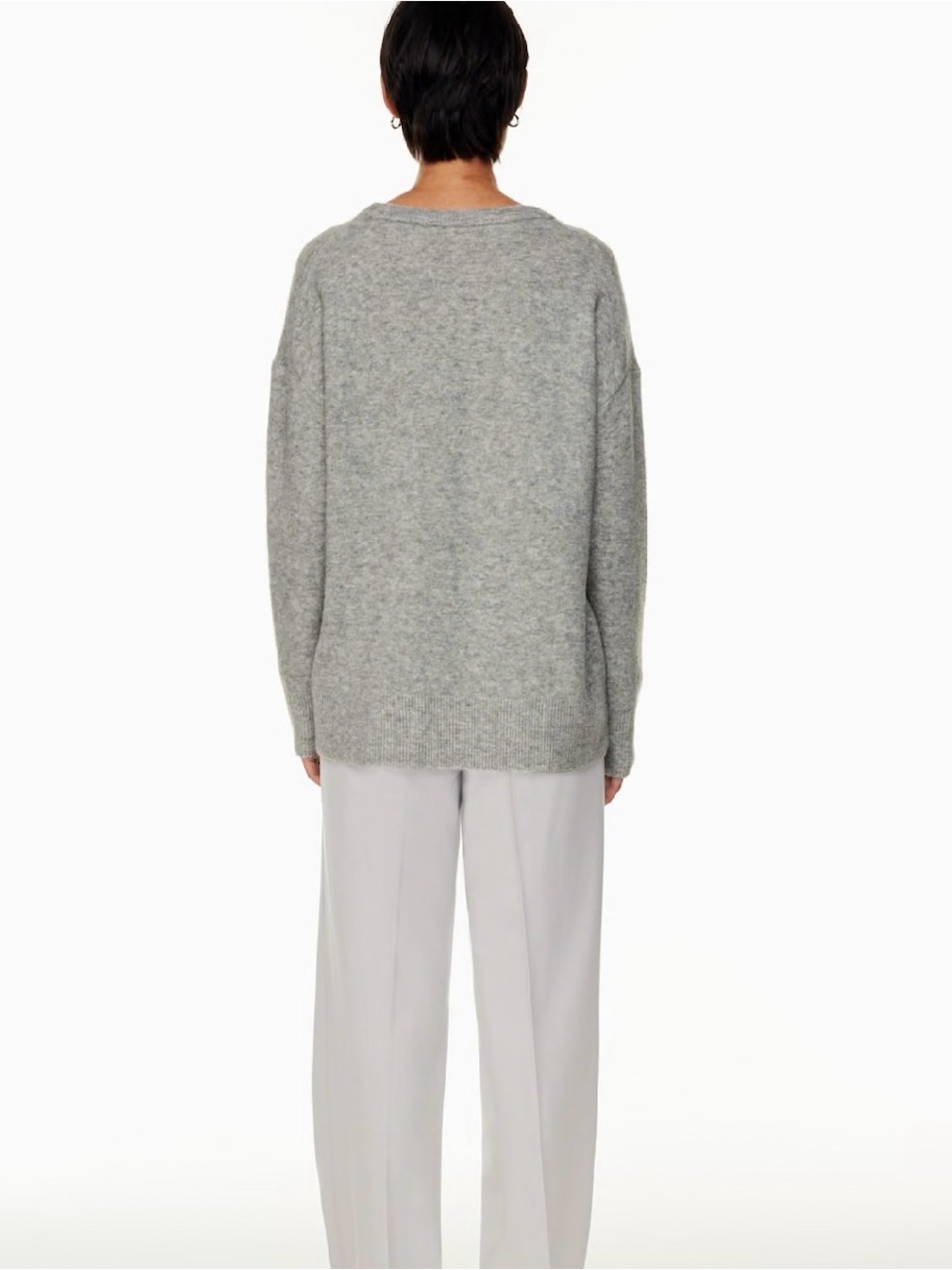 Babaton Aritzia Thurlow Oversized Boho Pullover Sweater sz S Gray Merino Laine - Picture 2 of 8